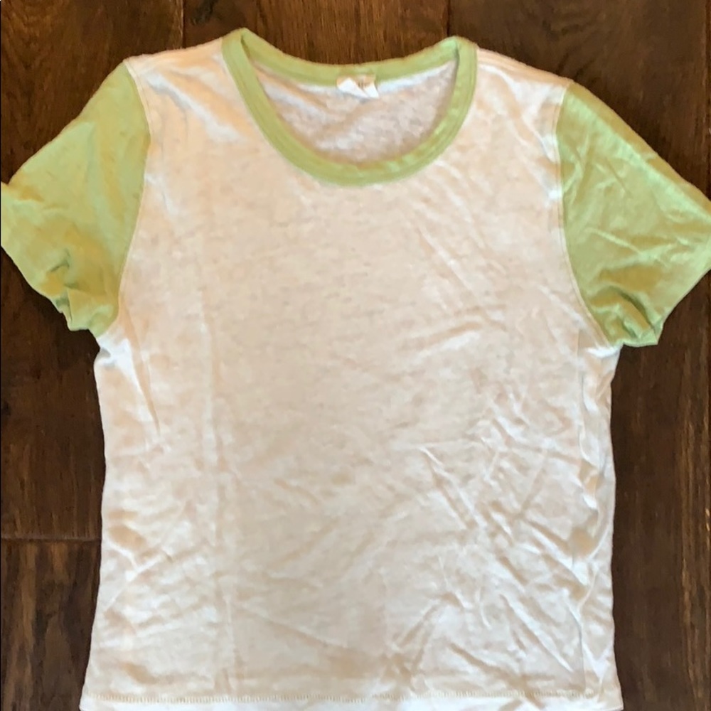 Aritzia green and white baseball tee